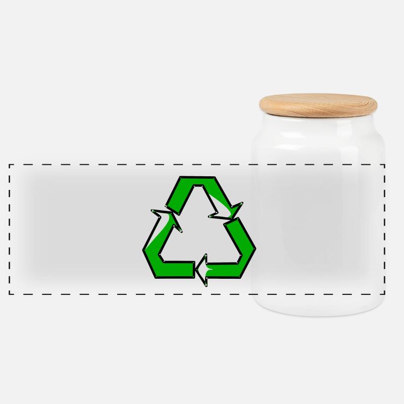 Recycling - Panorama Keksdose mit Holzdeckel - Weiß