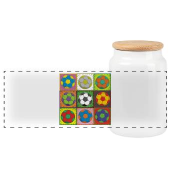 Football (Football) Pop Art - Boîte à biscuits avec couvercle en bois - blanc - Devant