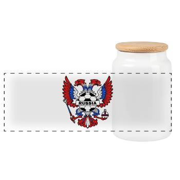 Russie - Boîte à biscuits avec couvercle en bois - blanc - Devant