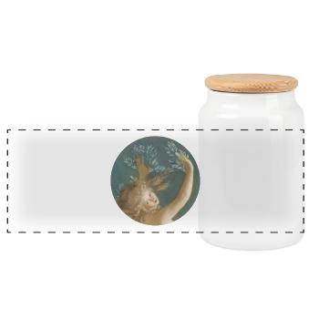 Daphne turning into a laurel tree - Panoramic Cookie Jar with Wooden Lid - white - Front