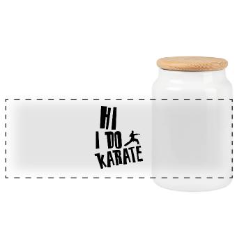 HI I DO KARATE - Karate T-Shirt - Geschenkidee - Panorama Keksdose mit Holzdeckel - Weiß - Vorne