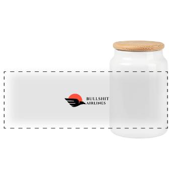 Bullshit Airlines black red - Panoramic Cookie Jar with Wooden Lid - white - Front