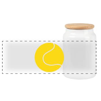 outline shape of a tennis ball simple - Panoramic Cookie Jar with Wooden Lid - white - Front