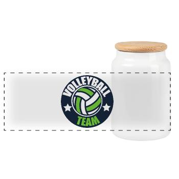 Équipe de l'emblème de l'équipe de volleyball - Boîte à biscuits avec couvercle en bois - blanc - Devant