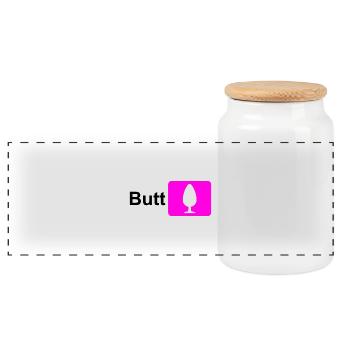 Butt Plug Icon Pink (for light background) - Panoramic Cookie Jar with Wooden Lid - white - Front