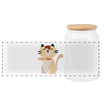 Katze katze - Panorama Keksdose mit Holzdeckel - Weiß - Vorne
