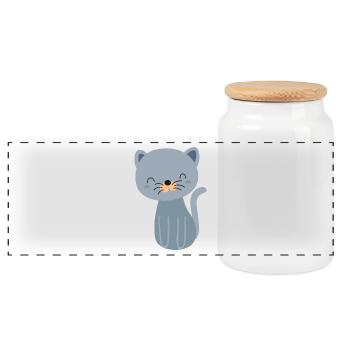 Katze Katze Katze - Panorama Keksdose mit Holzdeckel - Weiß - Vorne