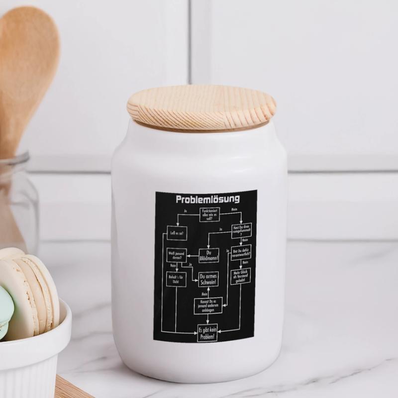 problem solving Panoramic Cookie Jar with Wooden Lid