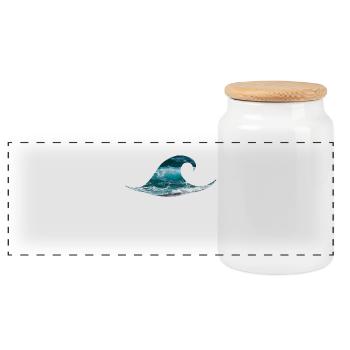 Surf de la mer océan vague - Boîte à biscuits avec couvercle en bois - blanc - Devant