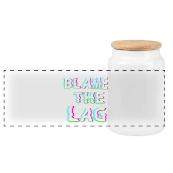 blame the lag - Panoramic Cookie Jar with Wooden Lid - white - Front
