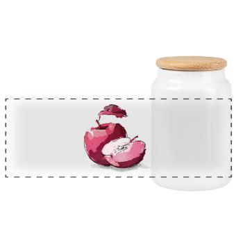 Apple red schöner Apfel rot - Panorama Keksdose mit Holzdeckel - Weiß - Vorne