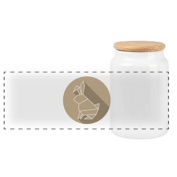 Rabbit - Panoramic Cookie Jar with Wooden Lid - white - Front