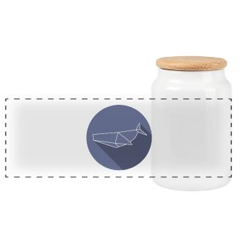whale - Panoramic Cookie Jar with Wooden Lid - white - Front