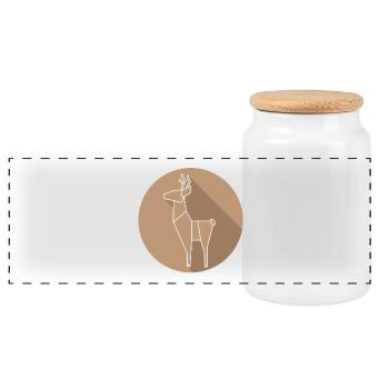 deer - Panoramic Cookie Jar with Wooden Lid - white - Front