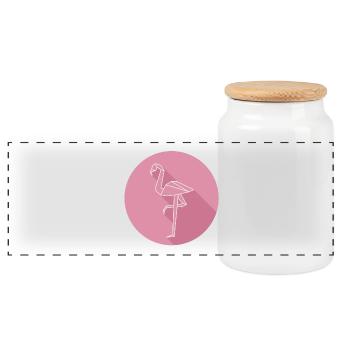 flamingo - Panorama Keksdose mit Holzdeckel - Weiß - Vorne