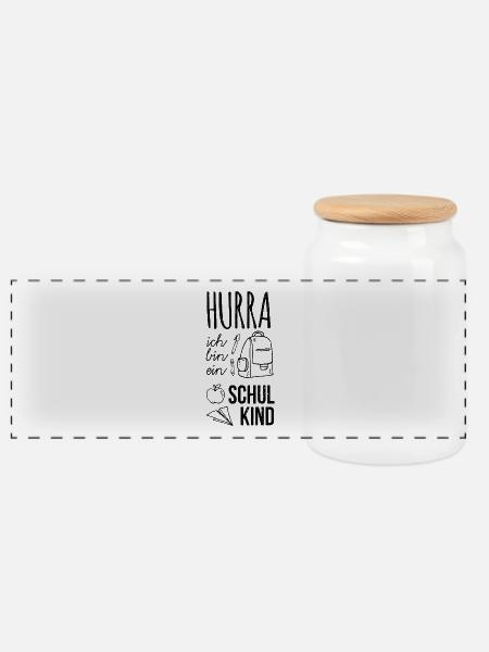 Einschulung - Panorama Keksdose mit Holzdeckel - Weiß