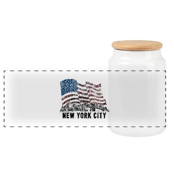 Drapeau de la ville de New York - Boîte à biscuits avec couvercle en bois - blanc - Devant