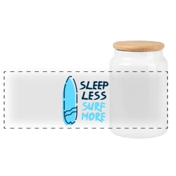 Surf - Sleep Less Surf More - Panoramic Cookie Jar with Wooden Lid - white - Front