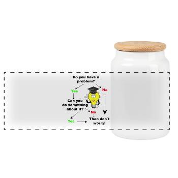 Do you have problem student student gift idea - Panoramic Cookie Jar with Wooden Lid - white - Front