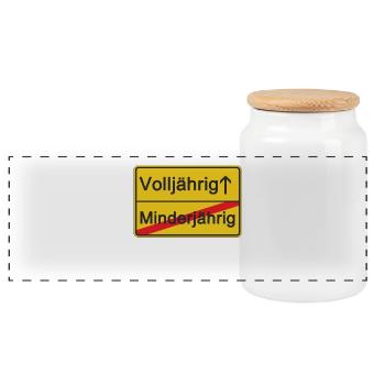 Minderjährig Volljährig - Panorama Keksdose mit Holzdeckel - Weiß - Vorne
