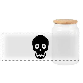 crâne - Boîte à biscuits avec couvercle en bois - blanc - Devant