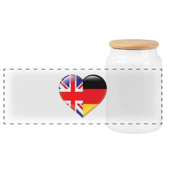 Coeur drapeau Angleterre Allemagne allemand cadeau - Boîte à biscuits avec couvercle en bois - blanc - Devant