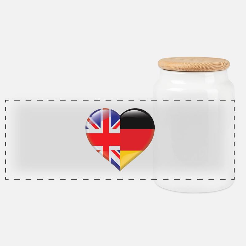 Herz Flagge England Deutschland Deutsch Geschenk - Panorama Keksdose mit Holzdeckel - Weiß