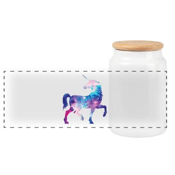 Galaxy unicorn - Panoramic Cookie Jar with Wooden Lid - white - Front