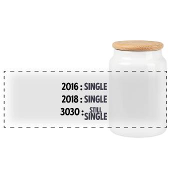 Single but not alone gift gift idea - Panoramic Cookie Jar with Wooden Lid - white - Front