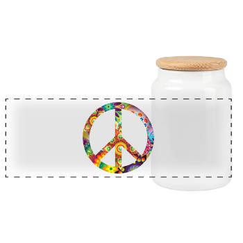 Peace - Panoramic Cookie Jar with Wooden Lid - white - Front