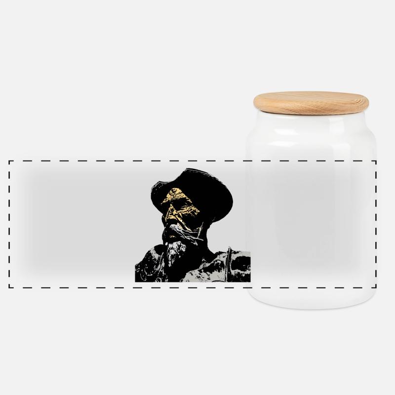 Don Quichotte - Boîte à biscuits avec couvercle en bois - blanc