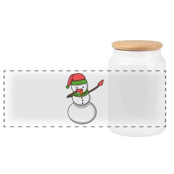 Schneemann dabbing Hip Hop Geschenk Weihnachten - Panorama Keksdose mit Holzdeckel - Weiß - Vorne