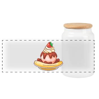 Ice cream ice cream ice cream ice cream ball ice cream sundae - Panoramic Cookie Jar with Wooden Lid - white - Front