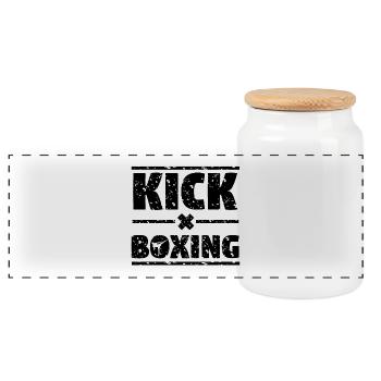 I LOVE KICKBOXING - Kickboxing T-Shirt - Geschenk - Panorama Keksdose mit Holzdeckel - Weiß - Vorne