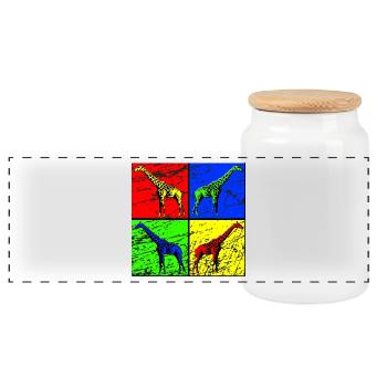 Giraffe - Panorama Keksdose mit Holzdeckel - Weiß - Vorne