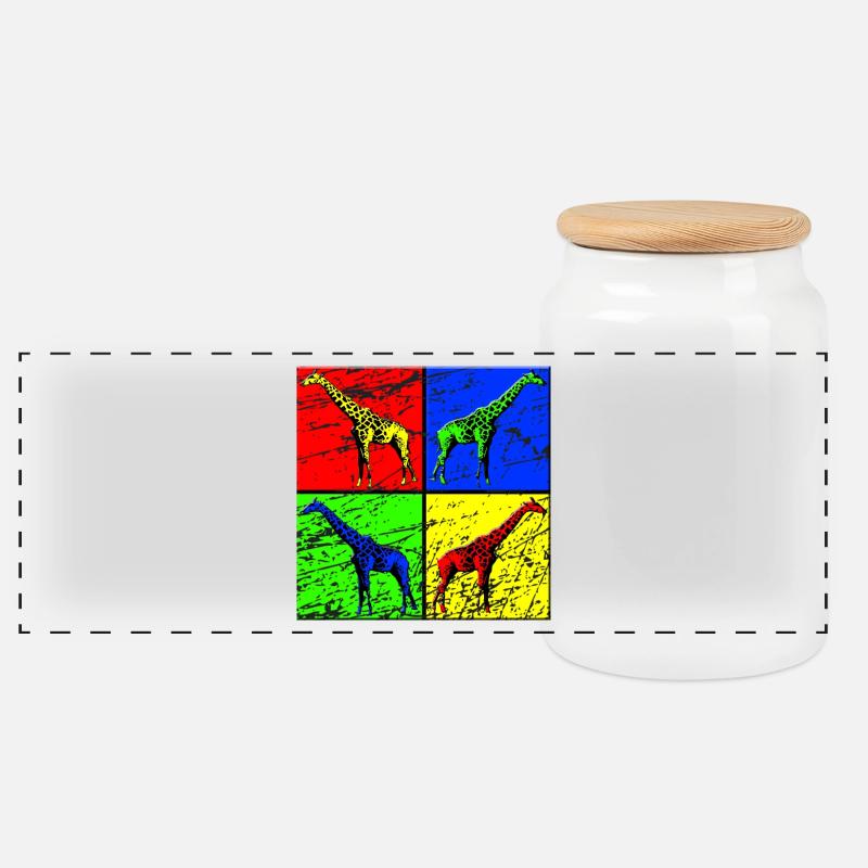 Giraffe - Panorama Keksdose mit Holzdeckel - Weiß