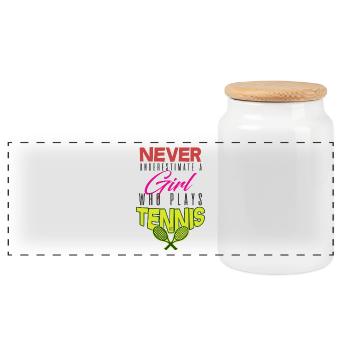 Ne sous-estimez pas un joueur de tennis! idée cadeau - Boîte à biscuits avec couvercle en bois - blanc - Devant