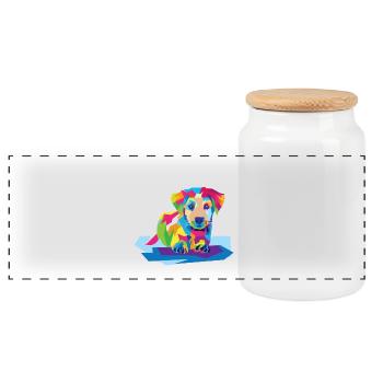 Colorful dog - Panoramic Cookie Jar with Wooden Lid - white - Front