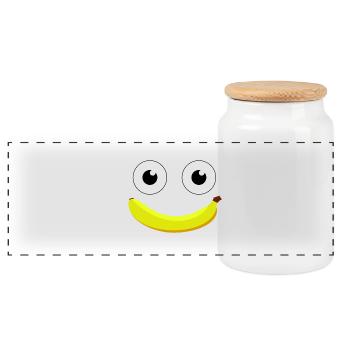 The banana - Panoramic Cookie Jar with Wooden Lid - white - Front