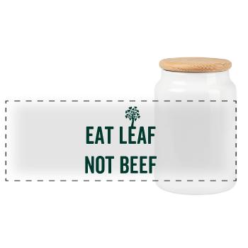 Vegan vegetarian animal welfare gift idea - Panoramic Cookie Jar with Wooden Lid - white - Front