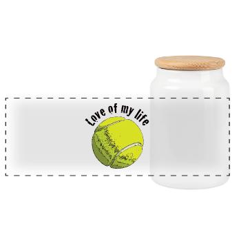 tennislove1 - Panoramic Cookie Jar with Wooden Lid - white - Front