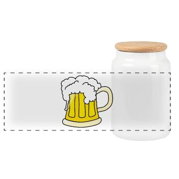 Bier - Panorama Keksdose mit Holzdeckel - Weiß - Vorne