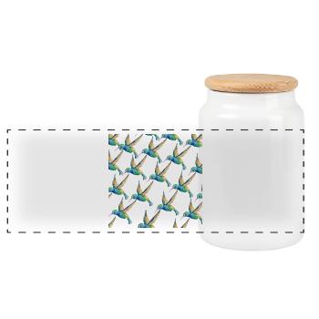 Humming Bird Pattern Bird Lovers Gift Design - Panoramic Cookie Jar with Wooden Lid - white - Front