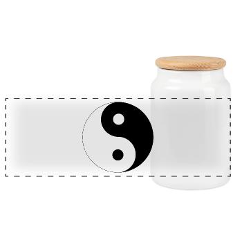 Ying Yang - Panorama Keksdose mit Holzdeckel - Weiß - Vorne