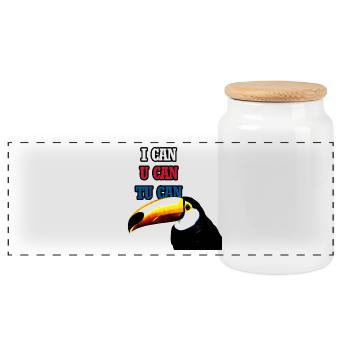 Tucan! - Panorama Keksdose mit Holzdeckel - Weiß - Vorne