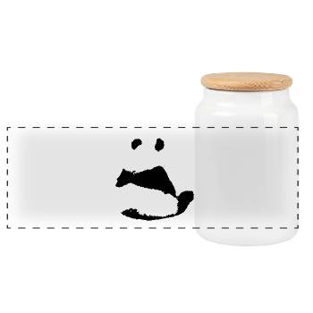 panda - Boîte à biscuits avec couvercle en bois - blanc - Devant