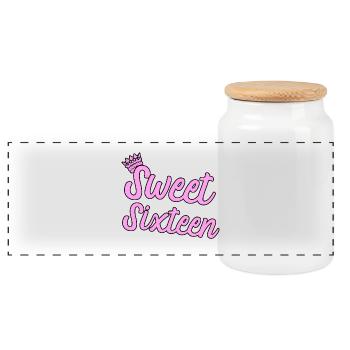 16th Birthday Shirt Idea Gift - Panoramic Cookie Jar with Wooden Lid - white - Front