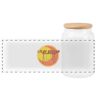 I like to play around - Panoramic Cookie Jar with Wooden Lid - white - Front