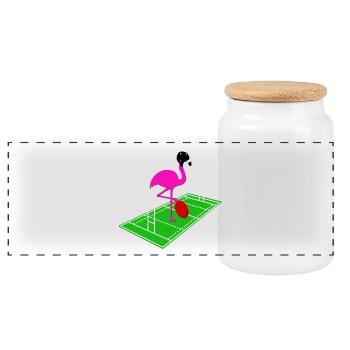 Flamingo de rugby - Boîte à biscuits avec couvercle en bois - blanc - Devant