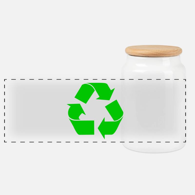 Recycling - Panorama Keksdose mit Holzdeckel - Weiß